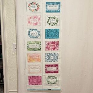 Moda Moody Bloom quilt label panel. From Create Joy Project